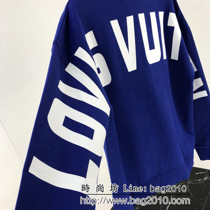 LV路易威登 18FW秋冬新款 領口小V字母 背後logo印花 純棉衛衣 情侶款 ydi1711